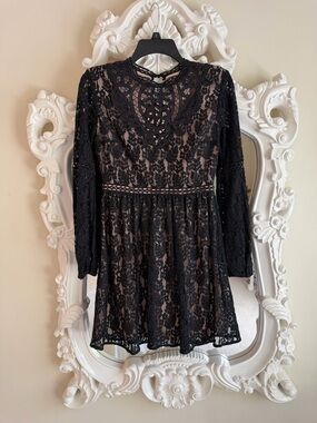 Flying Tomato Black Lace Dress - S